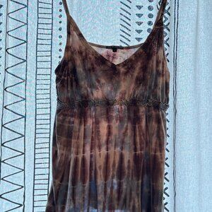 Lucky Brand brown-and-blue tie dyed tank top (adjustable) (L)